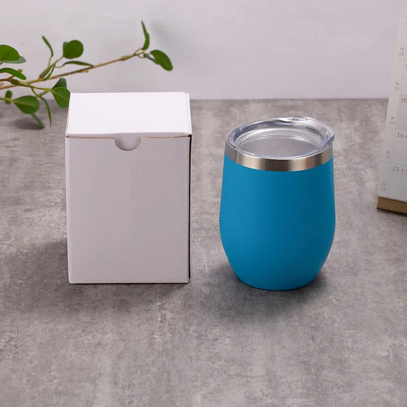 12oz Double-Wall Vacuum Eggshell Cup | White | 304 Stainless Steel | Mini Portable Insulated U-Shaped Cup | Small Beer Mug | Hot & Cold Beverages