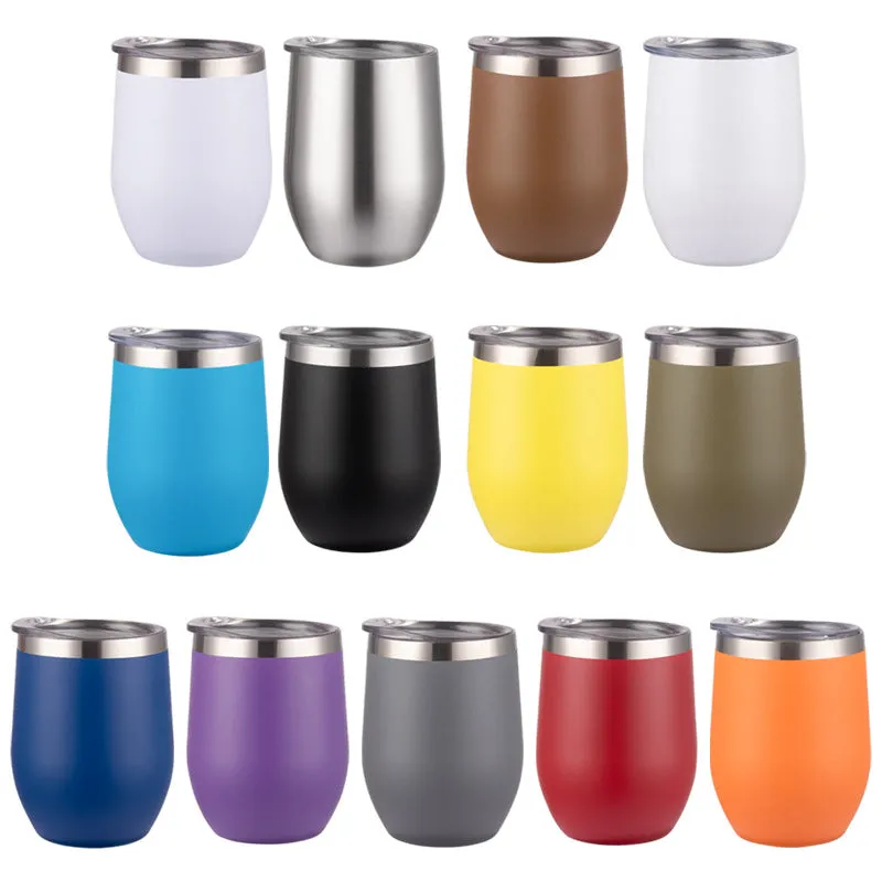 12oz Double-Wall Vacuum Eggshell Cup | White | 304 Stainless Steel | Mini Portable Insulated U-Shaped Cup | Small Beer Mug | Hot & Cold Beverages