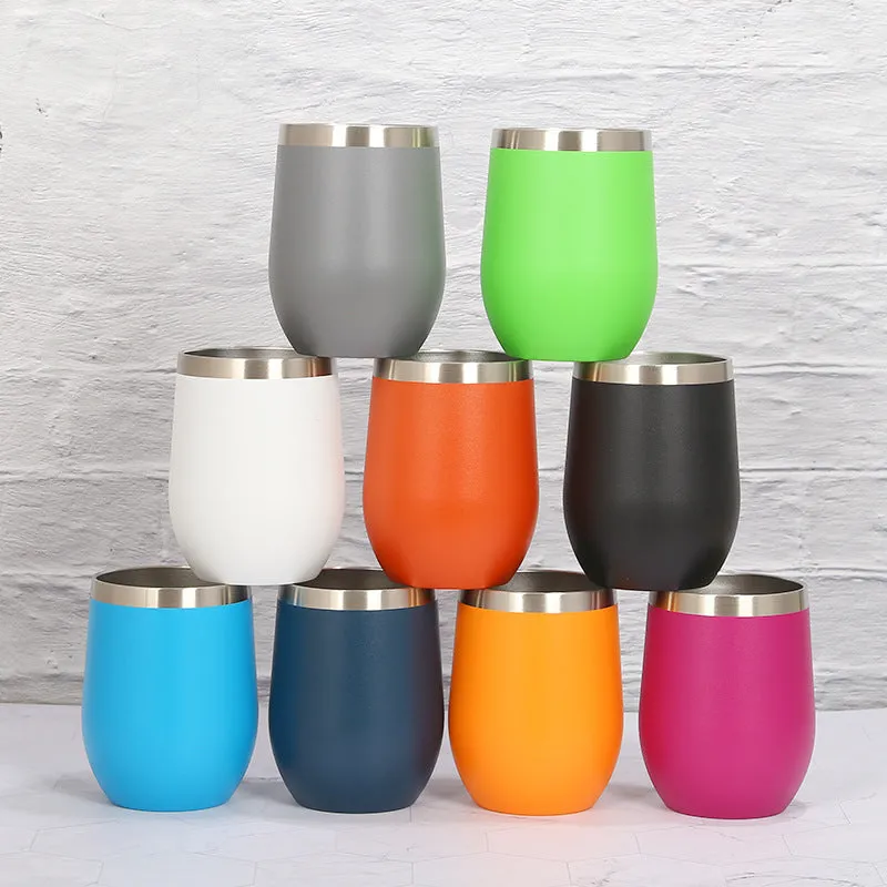 12oz Double-Wall Vacuum Eggshell Cup | White | 304 Stainless Steel | Mini Portable Insulated U-Shaped Cup | Small Beer Mug | Hot & Cold Beverages