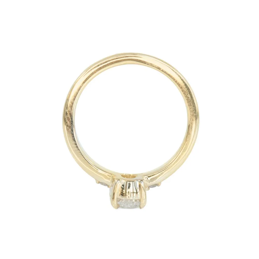 1ct Oval White Diamond dainty three-stone ring in 14k Yellow Gold