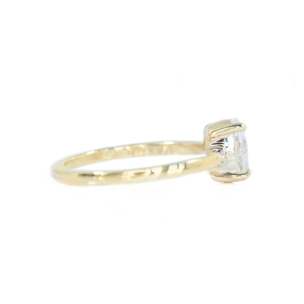 1ct Oval White Diamond dainty three-stone ring in 14k Yellow Gold