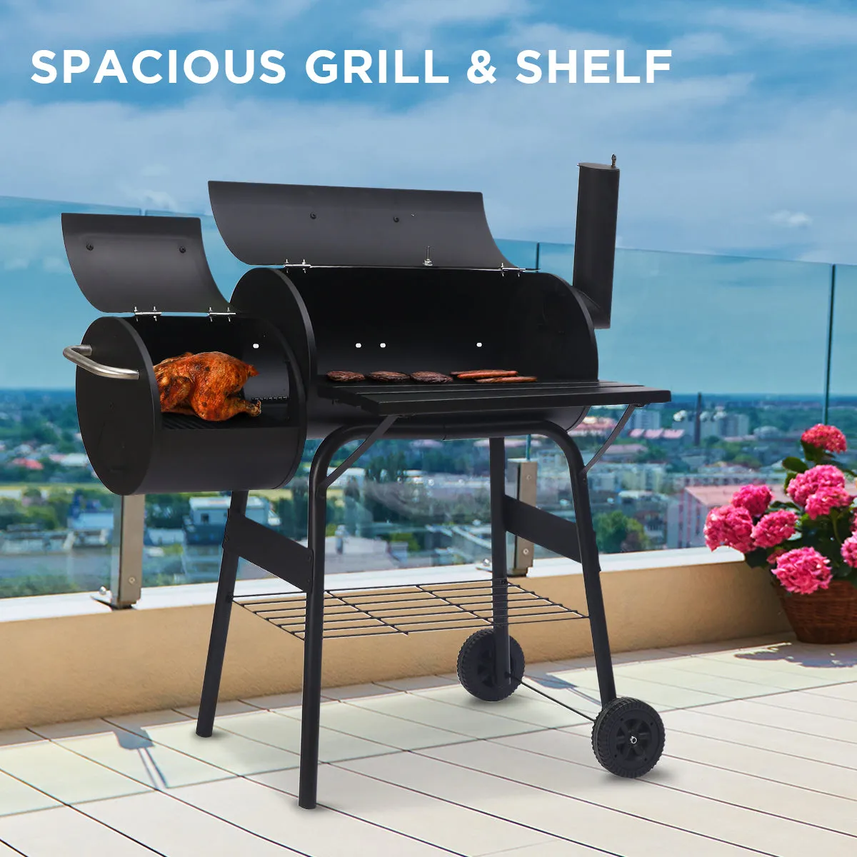 2-in-1 Outdoor Barbecue Grill & Offset Smoker | Brand: Wallaroo