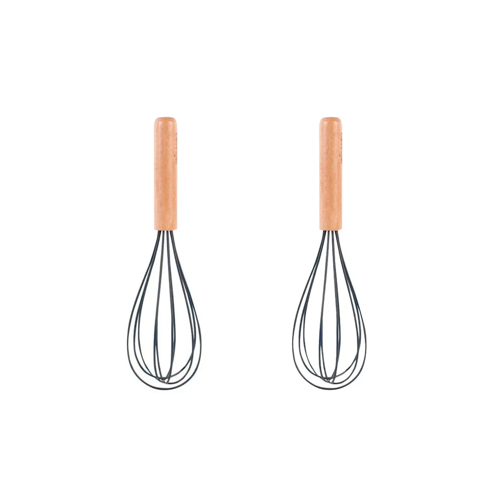 2-Piece Beechwood & Silicone Whisk Set | Charcoal
