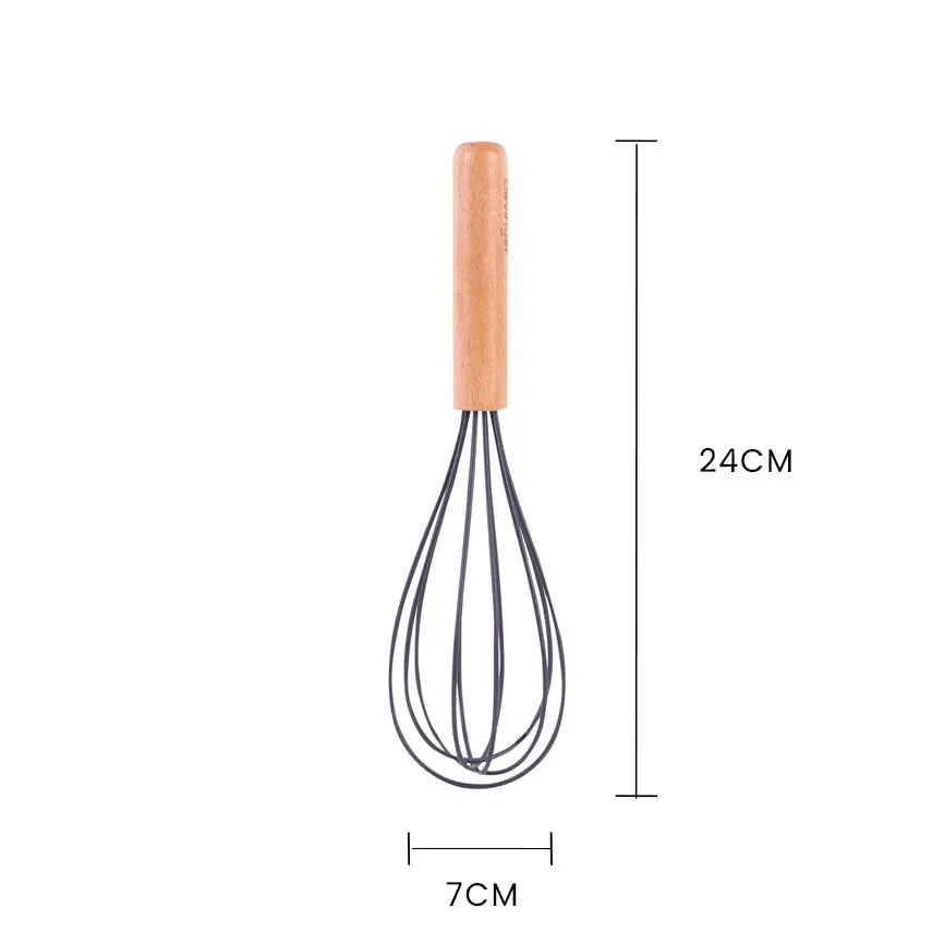 2-Piece Beechwood & Silicone Whisk Set | Charcoal