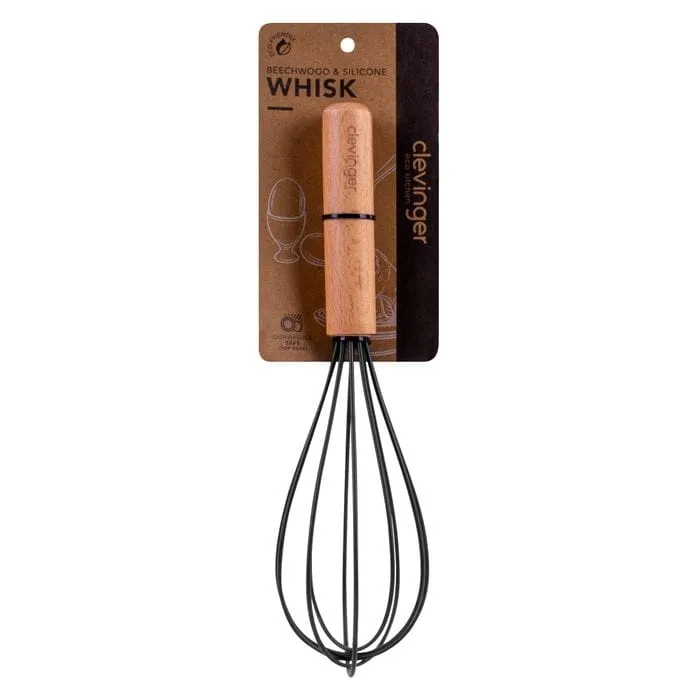 2-Piece Beechwood & Silicone Whisk Set | Charcoal