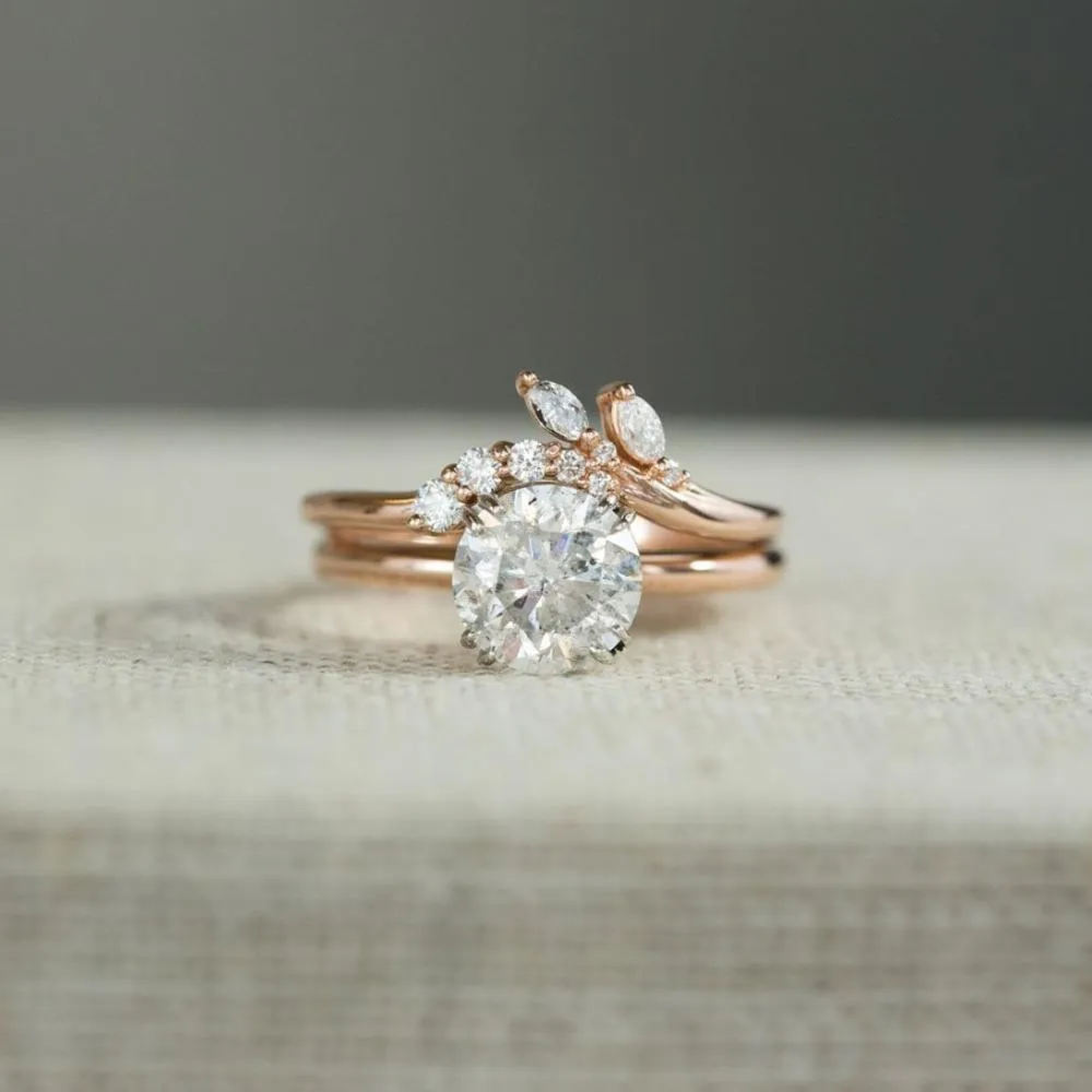 2.05ct Salt and Pepper Diamond Two-Tone Solitaire Ring in Double Claw Platinum and Rose Gold