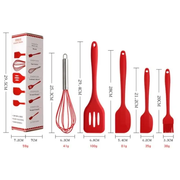 5 Piece Silicon Baking Utensil Set