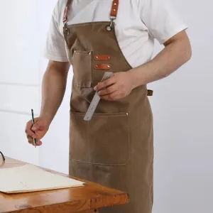 Apron with Leather Straps