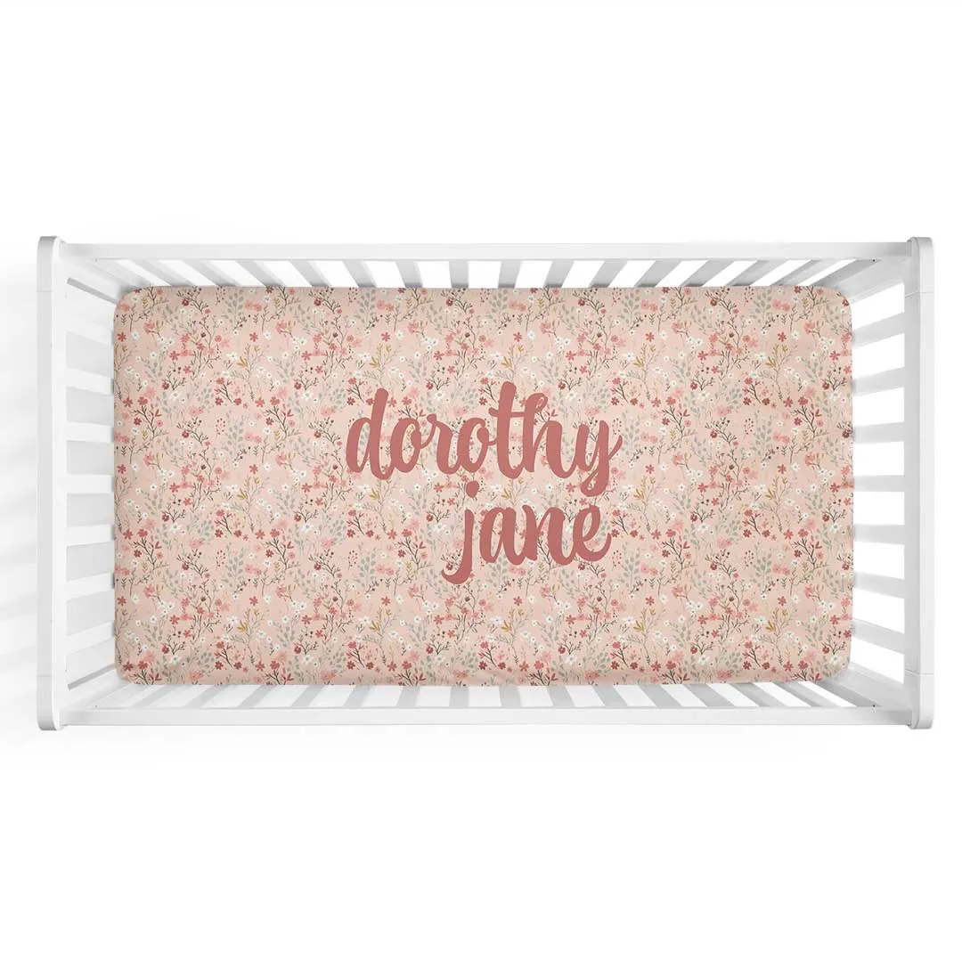 Autumn Blooms Personalized Crib Sheet