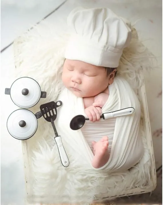 Babymoon Set of 5 Baker’s Chef Theme Utensils Combo | Kitchen Set | New Born Photoshoot Props