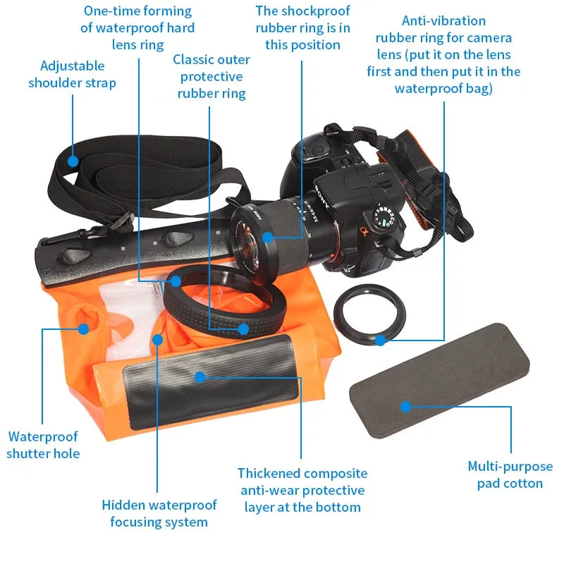 GQ-518M 20m Underwater Diving Camera Housing Case Pouch Dry Bag Camera Waterproof Dry Bag for Canon Nikon DSLR SLR