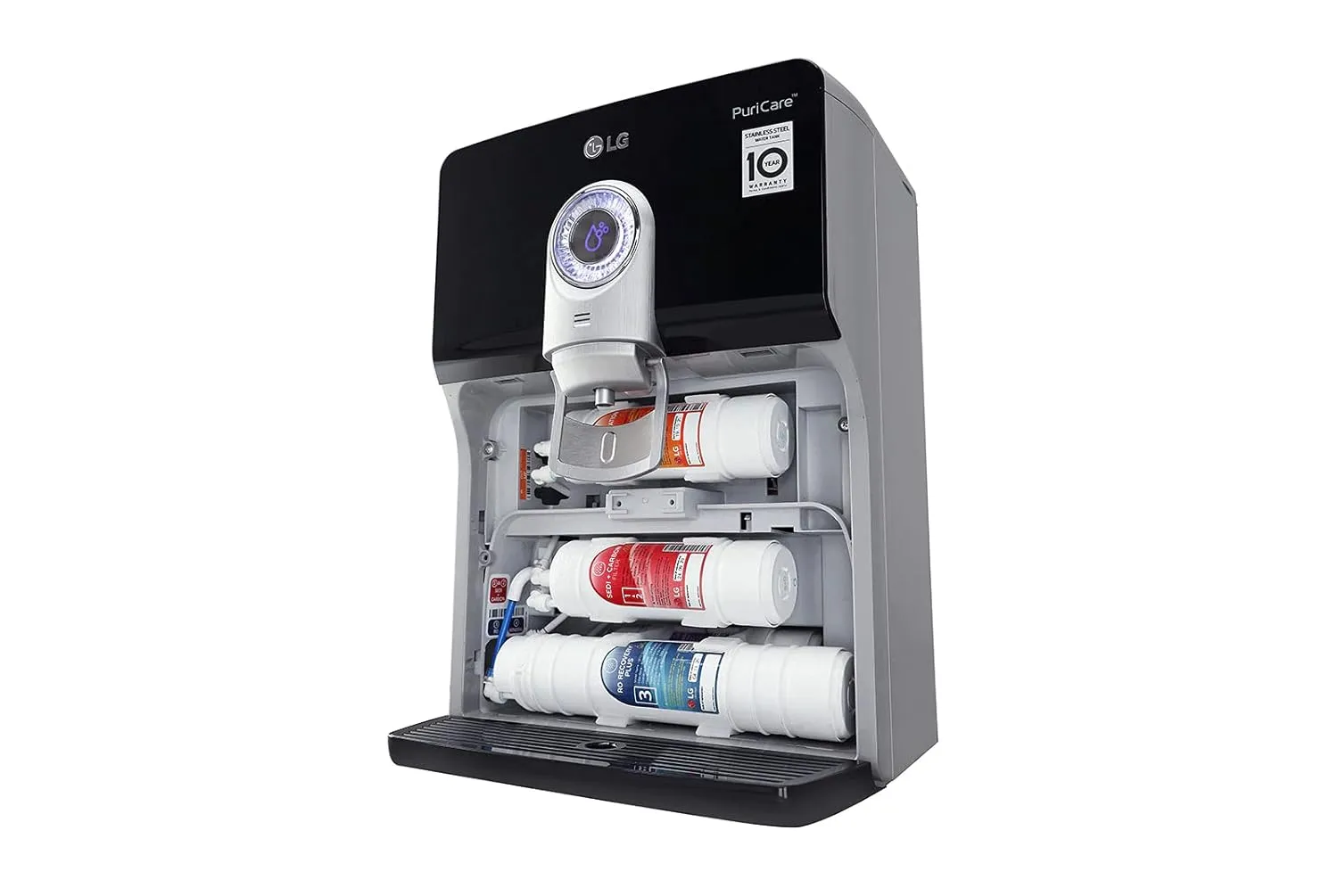 LG WW184EPB 8L RO UV UF Mineral Booster Water Purifier with Stainless Steel Tank, Smart Display, Wall Mount & Countertop Installation (Black)