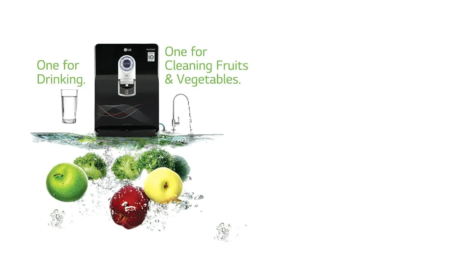 LG WW184EPB 8L RO UV UF Mineral Booster Water Purifier with Stainless Steel Tank, Smart Display, Wall Mount & Countertop Installation (Black)