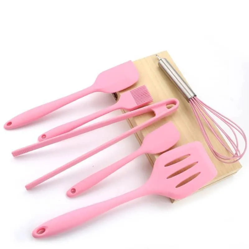 Pink Silicone Cooking Tools 6 pcs Set