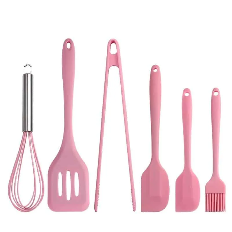 Pink Silicone Cooking Tools 6 pcs Set