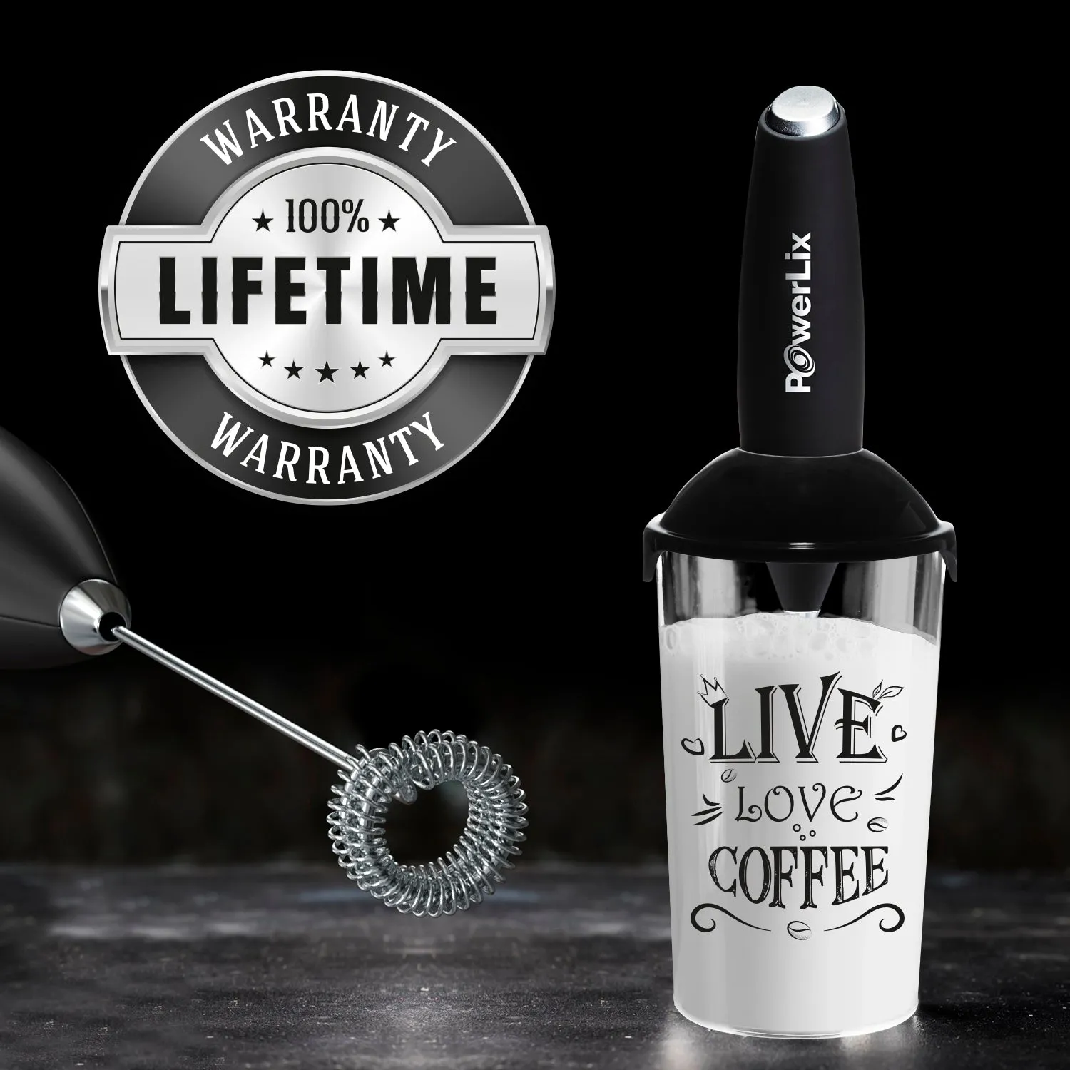 PowerLix™ Milk Frother - New Double whisk   Foamer Cup