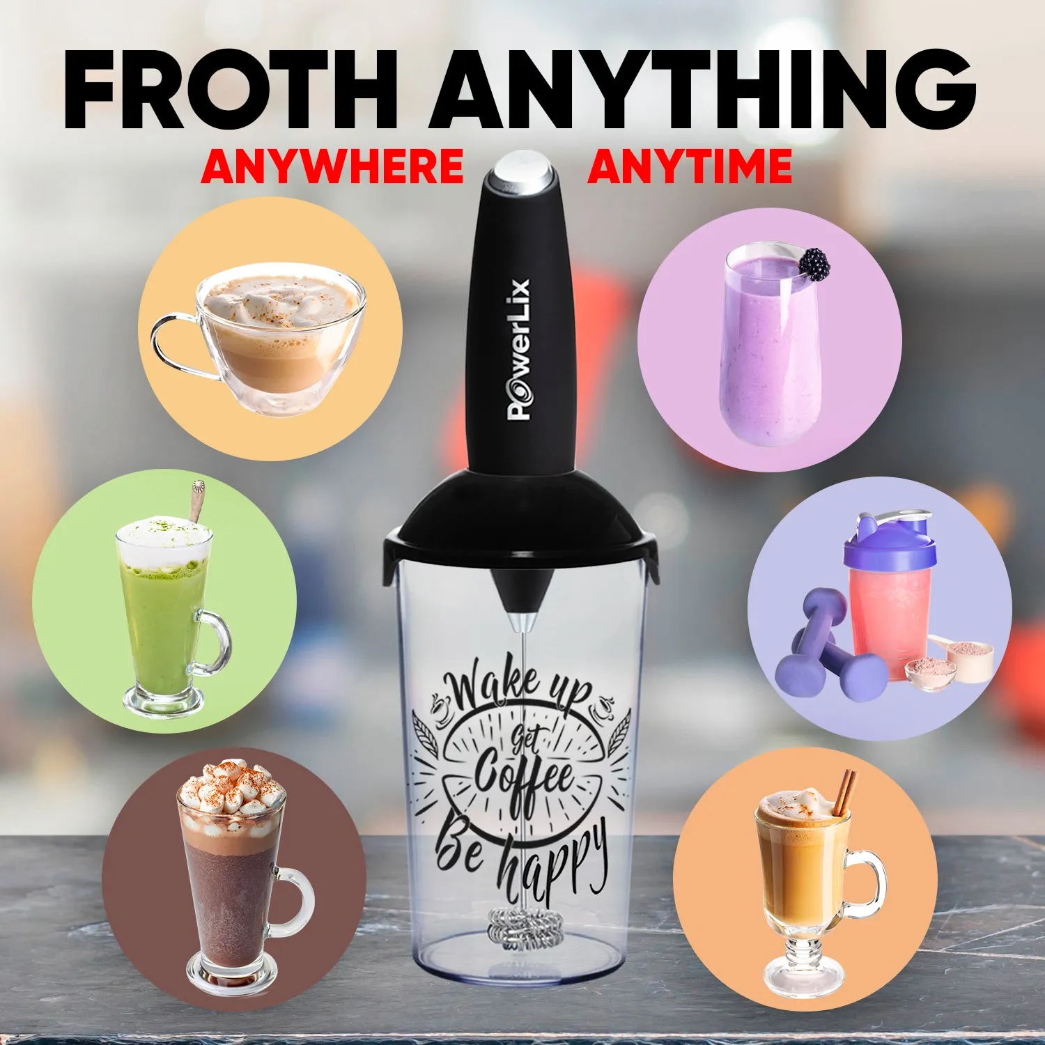 PowerLix™ Milk Frother - New Double whisk   Foamer Cup