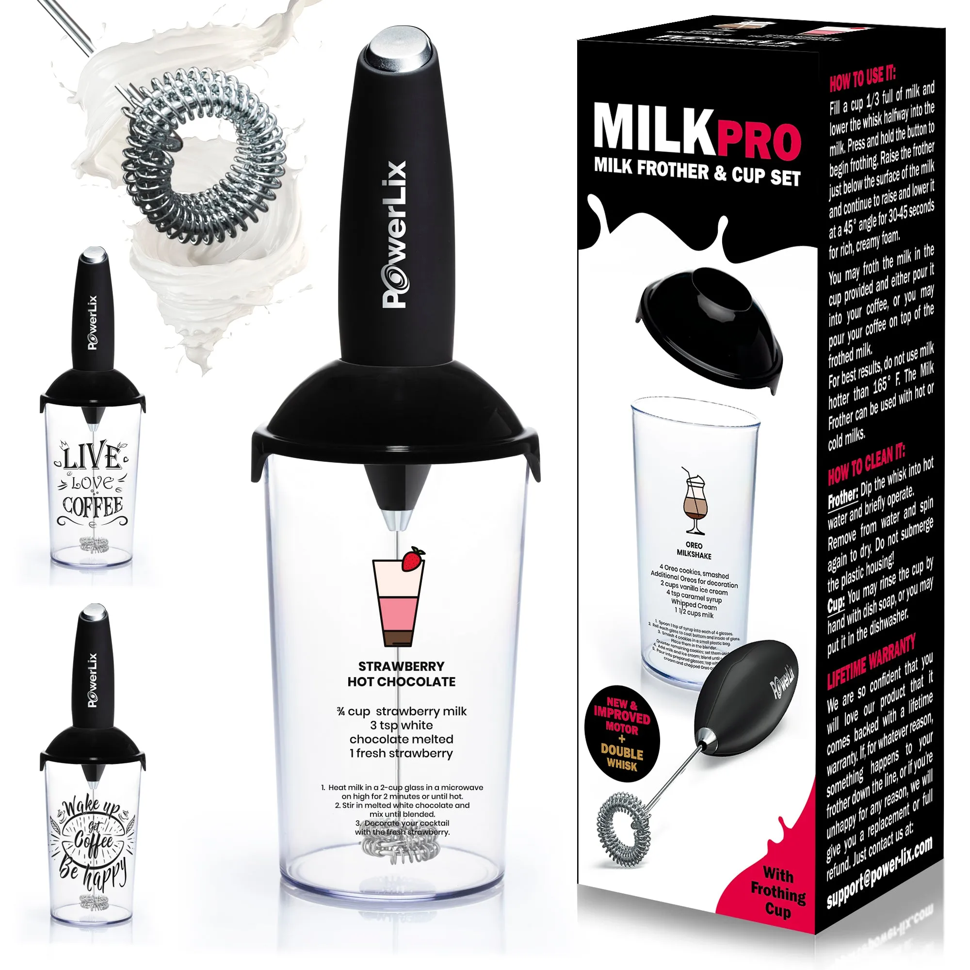 PowerLix™ Milk Frother - New Double whisk   Foamer Cup