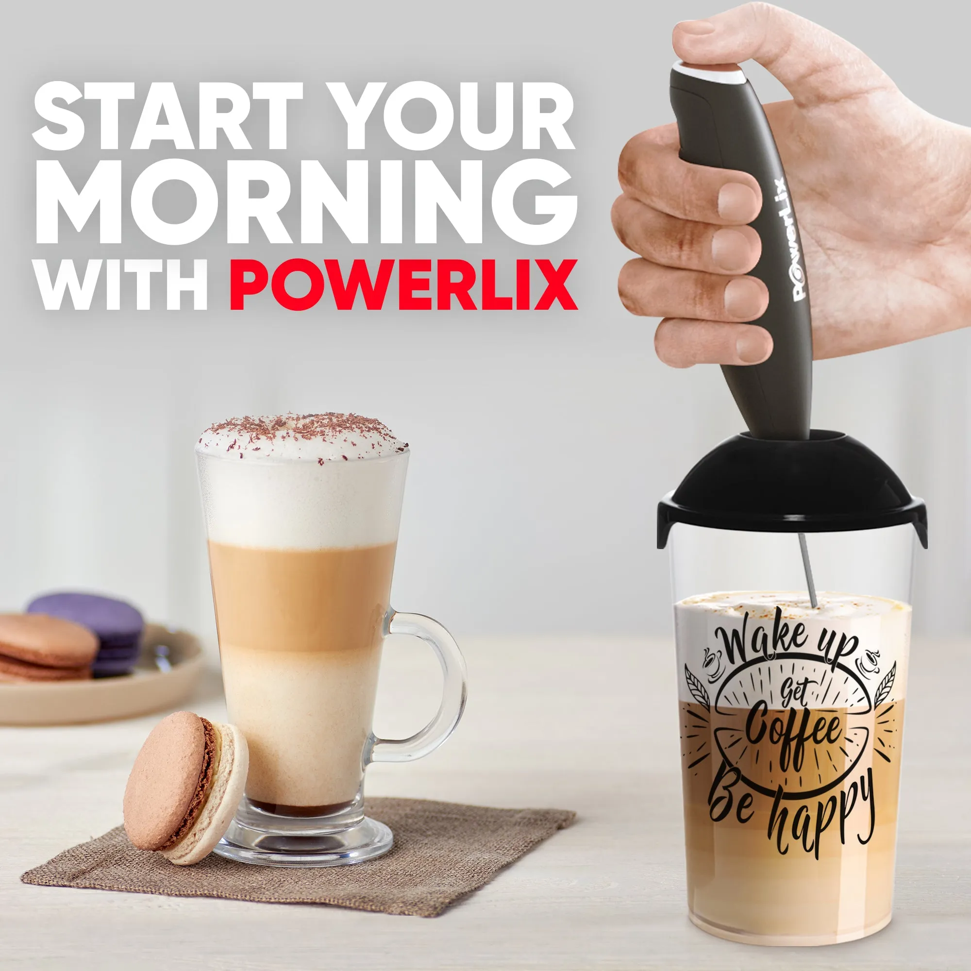 PowerLix™ Milk Frother - New Double whisk   Foamer Cup