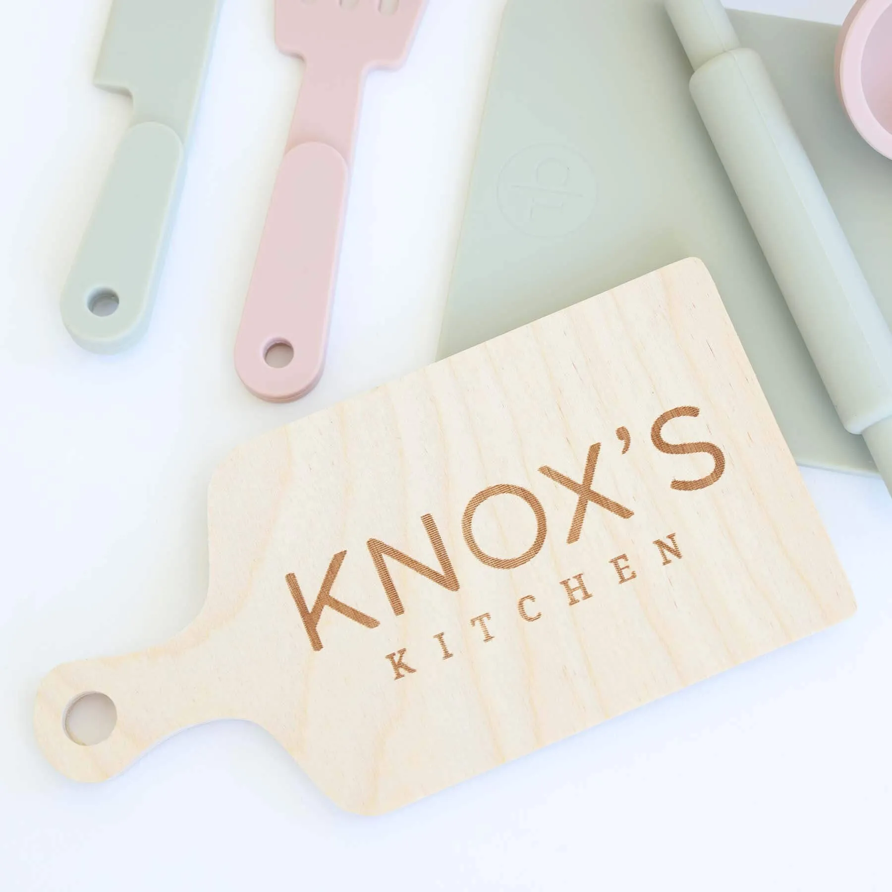 Silicone Play Kitchen Set with Personalized Cutting Board | Garden