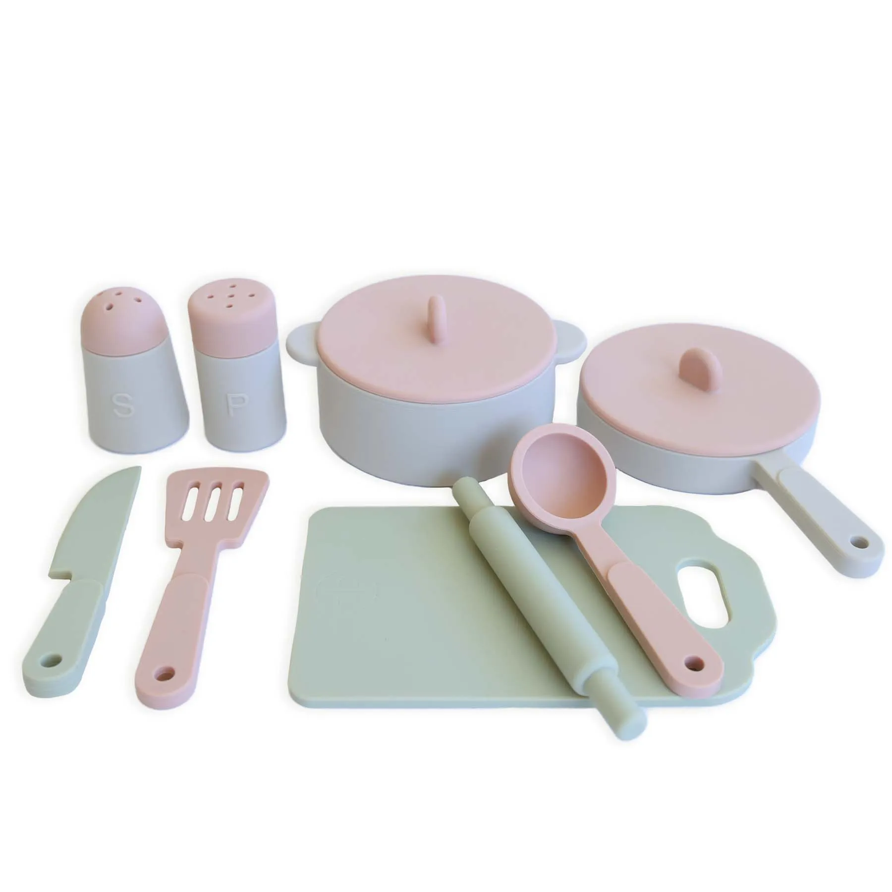 Silicone Play Kitchen Set with Personalized Cutting Board | Garden