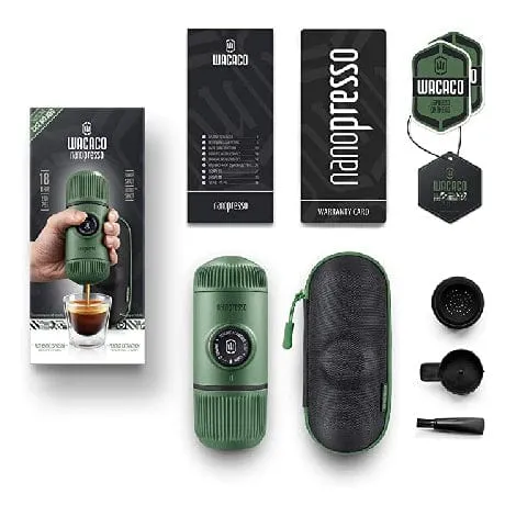 Wacaco nanopresso , Manual Brewer with Carrying Case, Moss Green