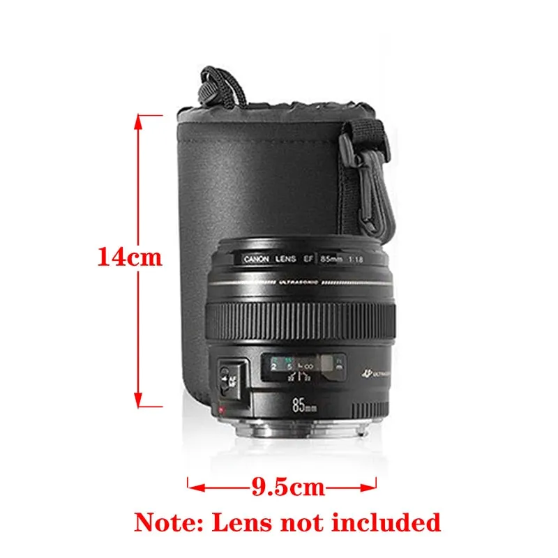 Waterproof Camera Lens Bag Drawstring Bag with S M L XL Size for Canon Sony Nikon DSLR Camera Lens Barrel Case with Hook