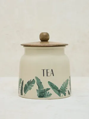 Westside Home Ivory Leaf Design Tea Jar