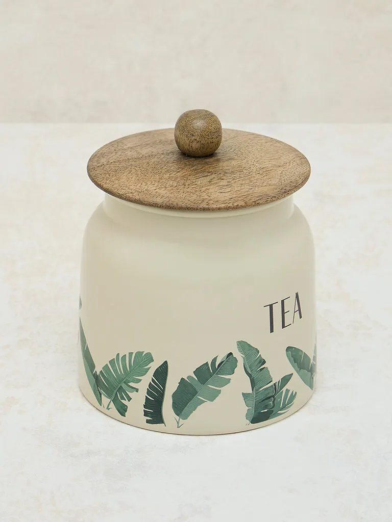 Westside Home Ivory Leaf Design Tea Jar